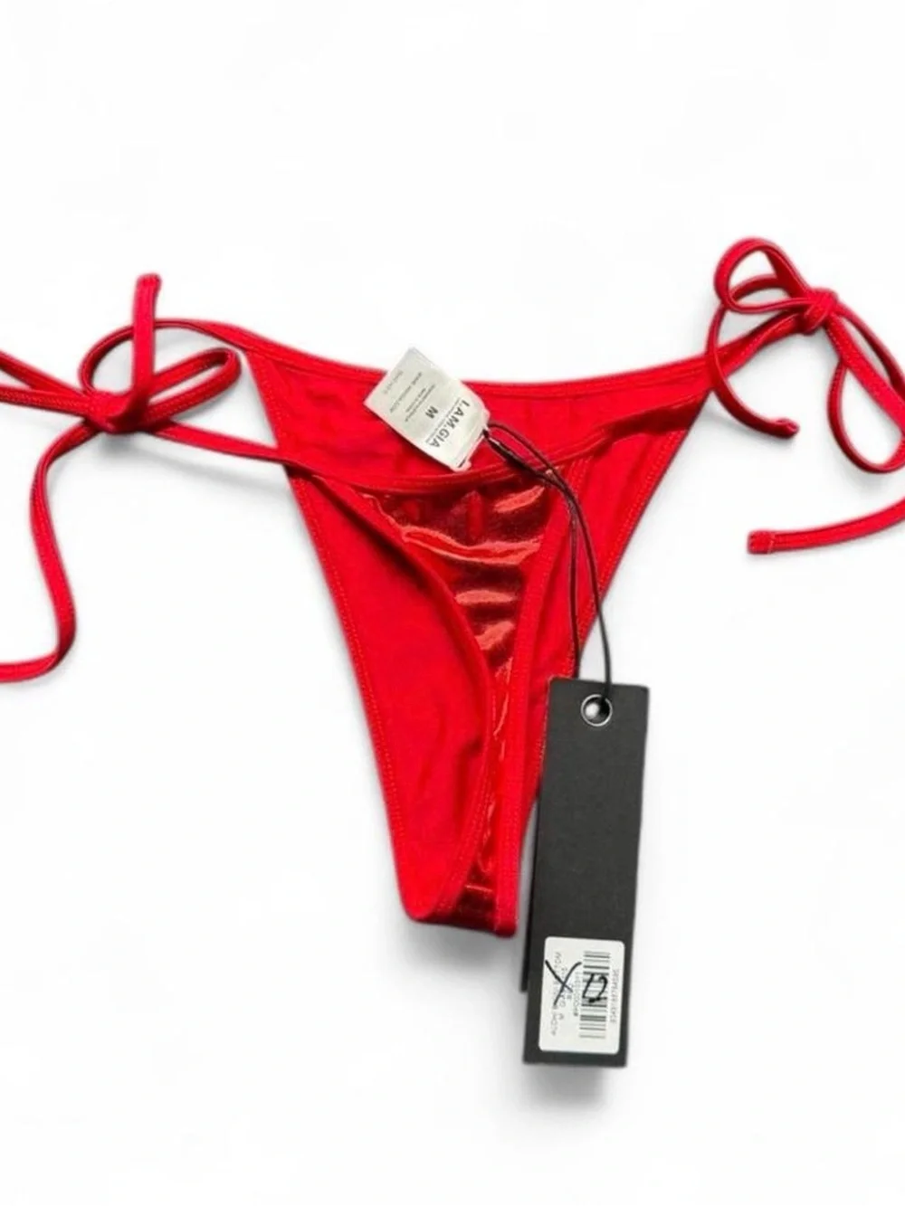 I.AM.GIA Red Shimmer Tie-Side Bikini Bottom